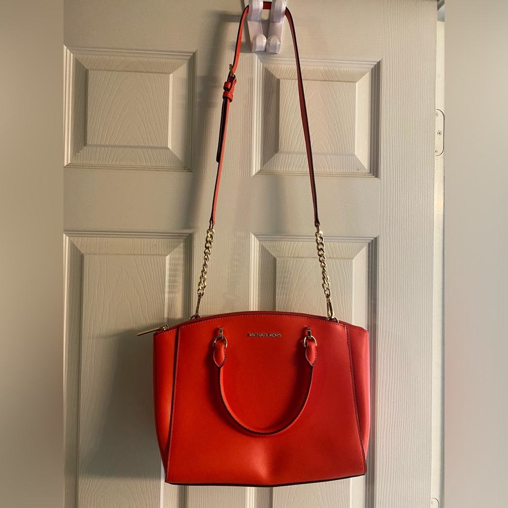 Micheal Kors Red Leather Satchel/Shoulder Bag EUC